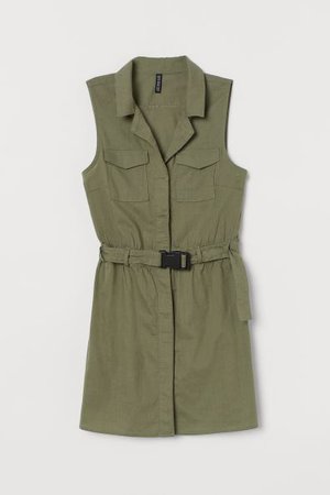 Cotton Utility Dress - Khaki green - Ladies | H&M CA