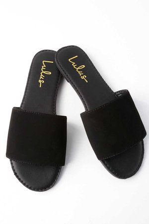 lulus black slide sandals