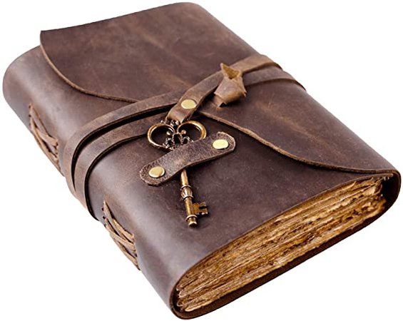 Amazon.com : Vintage Leather Journal - Antique Handmade Deckle Edge Vintage Paper Leather Bound Journal - Book of Shadows Journal - Leather Sketchbook - Drawing Journal - Great Gift (Vintage Brown, 7.5"x5.5") : Office Products