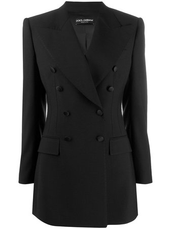 Black Dolce & Gabbana Double-Breasted Longline Blazer | Farfetch.com