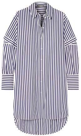 Oversized Convertible Striped Cotton-poplin Shirt