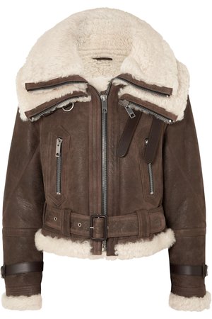 Burberry | Shearling-trimmed textured-leather jacket | NET-A-PORTER.COM