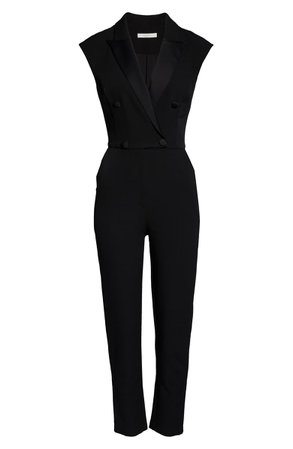 Harlyn Double Breasted Tuxedo Sleeveless Jumpsuit black