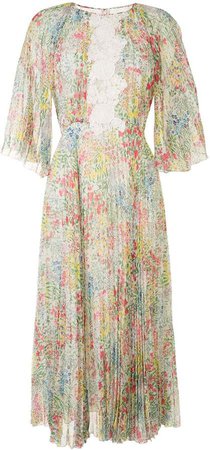 Floral-Print Pleated Dress