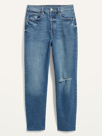 Extra High-Waisted Sky Hi Straight Button-Fly Ripped Jeans for Women | Old Navy