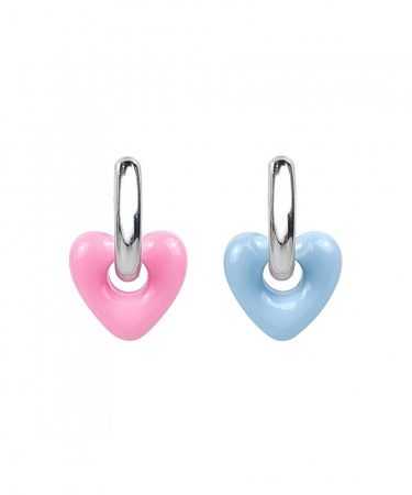 MUSINSA | VVV heart bead hoop ring earrings