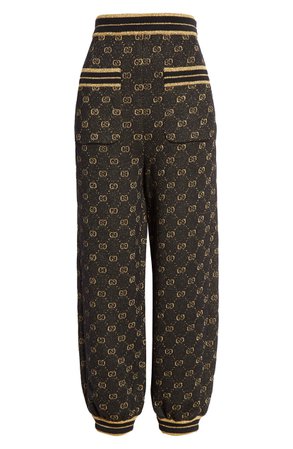 Gucci GG Metallic Jacquard Wool & Cotton Track Pants | Nordstrom