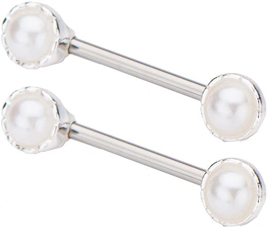 Amazon.com: Pierced Owl Forward Facing Imitation Pearl Nipple Barbells in 316L Stainless Steel - Sold as a Pair: Jewelry
