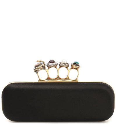 Jeweled Four-Ring Silk Clutch - Alexander McQueen | Mytheresa