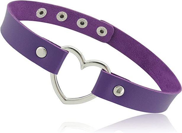 Amazon.com: ETHOON Love Heart Choker PU Leather Choker Necklace Goth Choker Collar Chain Purple: Clothing, Shoes & Jewelry