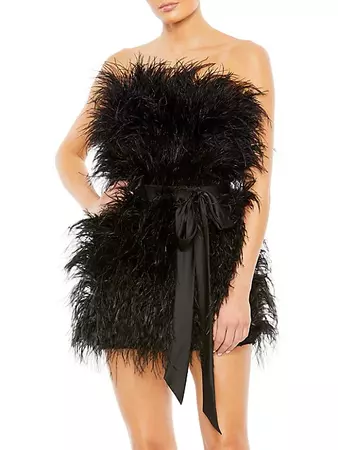 Shop Mac Duggal Feather Strapless Minidress | Saks Fifth Avenue