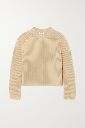 Beige Ribbed cotton-blend sweater | Acne Studios | NET-A-PORTER