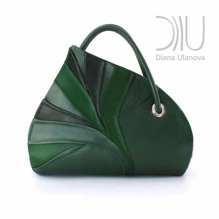 Green Designer Top-Handle Bag - Birch Leaf | Diana Ulanova | Women-Bags.com