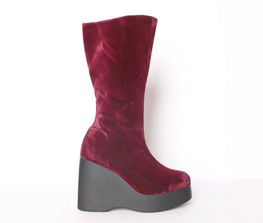 Vintage womens Y2K purple VELVET tall boot STOMPERS goth | Etsy