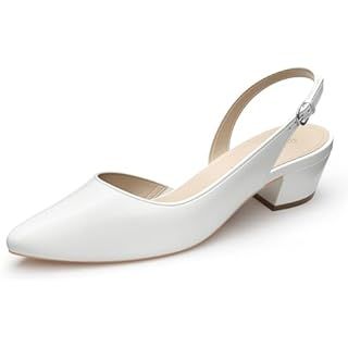 Amazon.com | SIMPLY COUTURE Women's Low Heel Closed Toe Slingback Pumps Bowknot Comfortable Dress Shoes | Pumps