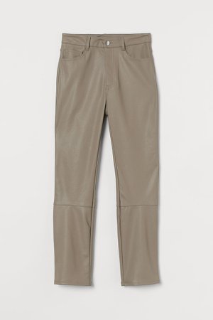 Faux Leather Pants - Brown