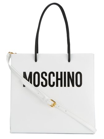 Moschino White Logo Print Tote Bag | Farfetch.com