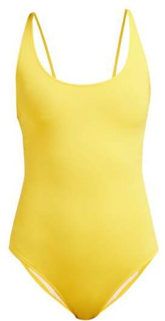 Lace Up Scooped Back Swimsuit - Womens - Yellow