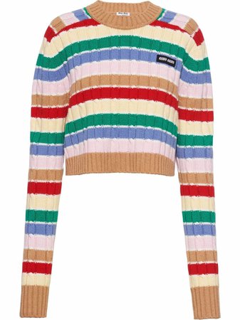 Shop Miu Miu boxy striped cashmere jumper with Express Delivery - FARFETCH