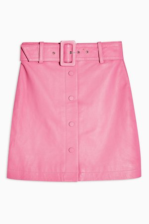 Pink Leather Mini Skirt | Topshop
