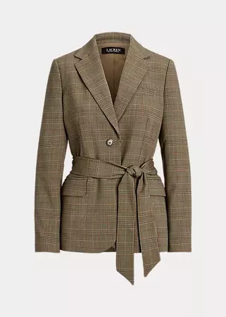 Ralph Lauren Checked Plaid Wool-Blend Twill Blazer for Women