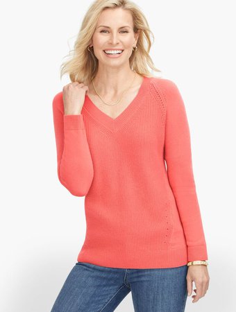 Ribknit V-Neck Sweater | Talbots