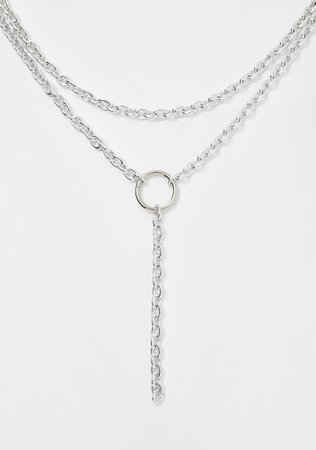Silver O-Ring Drop Layered Chain Necklace | Dolls Kill