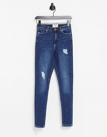 Topshop considered skinny stretch jeans in mid wash blue | ASOS