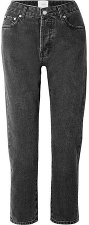 CASASOLA - Cropped Mid-rise Straight-leg Jeans - Black