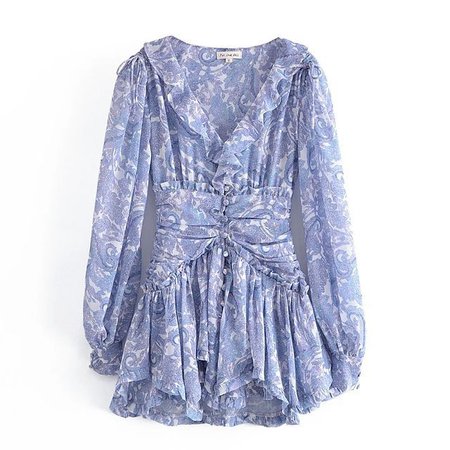 Omelia - Long-Sleeve Floral A-Line Dress | YesStyle