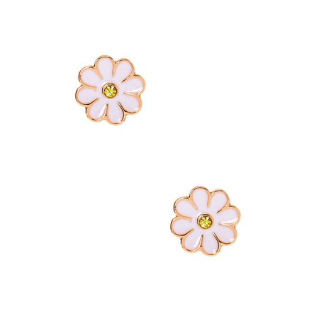 Sterling Silver Rose Gold Daisy Stud Earrings - White | Claire's US