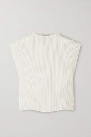 Pleated Voile Tank - White