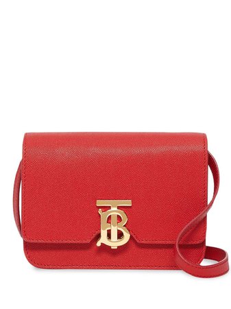 Red Burberry Mini Grainy Leather TB Bag | Farfetch.com