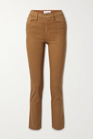 Light brown Le Sylvie cropped coated high-rise straight-leg jeans | FRAME | NET-A-PORTER