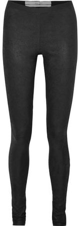 Textured-leather And Stretch-cotton Leggings - Black