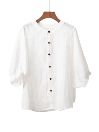 linen blouse tops shirts white