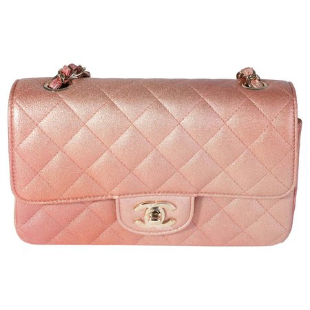 Chanel Metallic Rose Gold Ombré Classic Rectangular Mini Flap Bag For Sale at 1stDibs