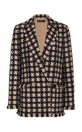 Gingham Tweed Blazer With Fringe Detail By Oscar De La Renta | Moda Operandi