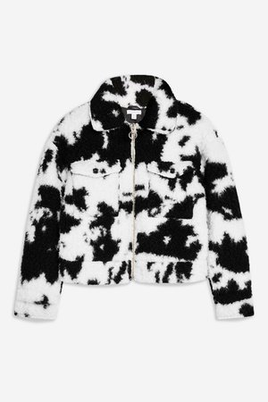 Cow Faux Shearling Crop Jacket - Jackets & Coats - Clothing - Topshop Europe