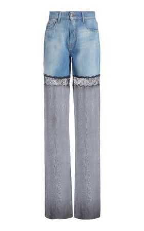 Hybrid Denim And Mesh Wide-Leg Jeans By Nensi Dojaka | Moda Operandi