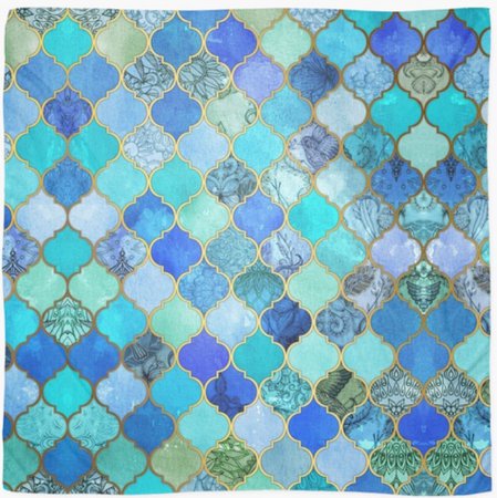 Blue aqua mosaic scarf Red Bubble