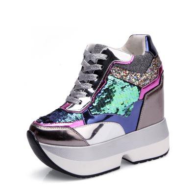 Sequin Platform Sneakers Wedge Shoes Lace Up Harajuku by Kawaii Babe