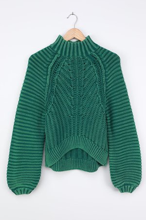 Free People Sweetheart Botany - Green Sweater - Chunky Sweater - Lulus