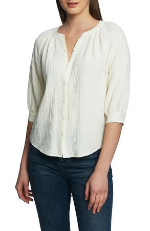 1.STATE Button Up Cotton Gauze Blouse | Nordstrom