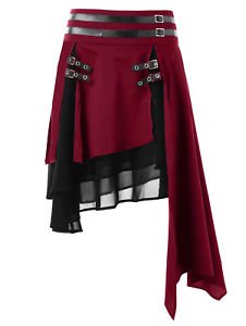 HOT SALE Womens Gothic Punk Skirt Asymmetrical Hem Color Block Layered Dress | eBay