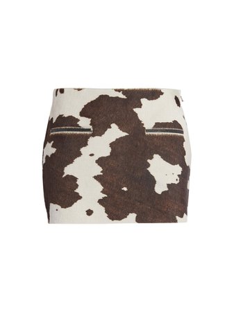 The Attico Pants and Skirts | The Attico - "Edie" Natural Cow Print Mini Skirt