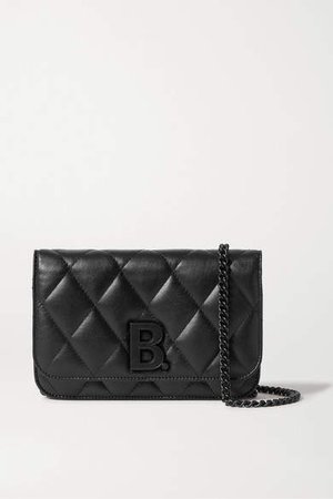 B Dot Quilted Leather Shoulder Bag - Black