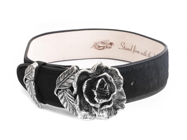 Fluevog Shoes | Shop | Rohesia (Black) | Waist belt with rose
