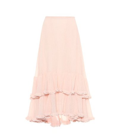 Plissé cotton and silk skirt