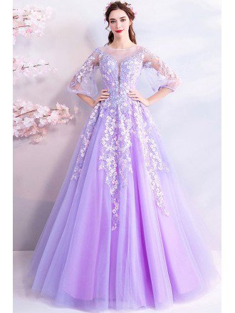 Purple Lace Lilac Prom Dress